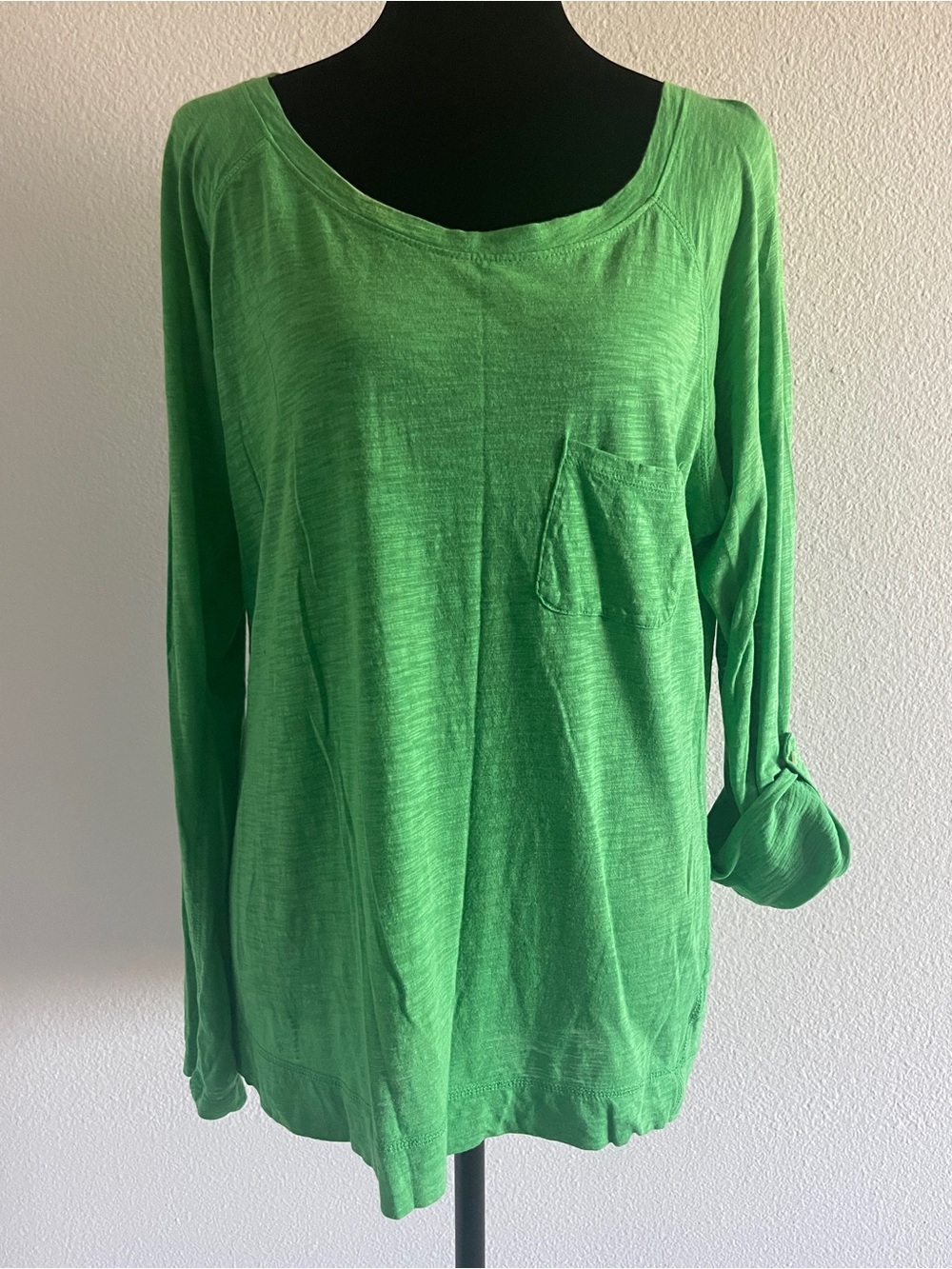 Express Bright Green Long-Sleeve Pocket Tee
